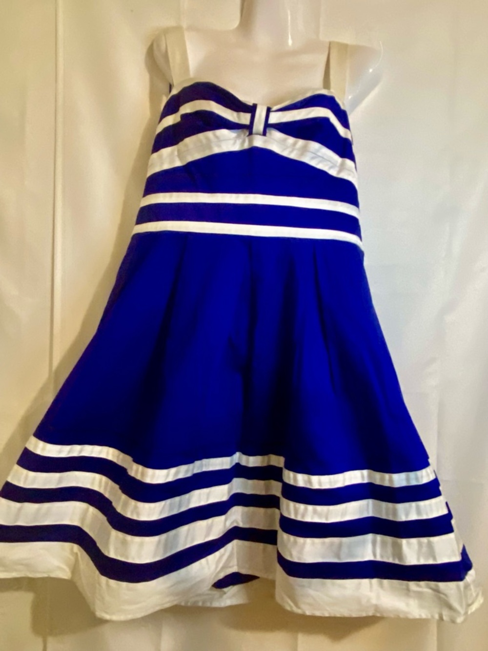 Spense Blue and White Striped Backless Sundress